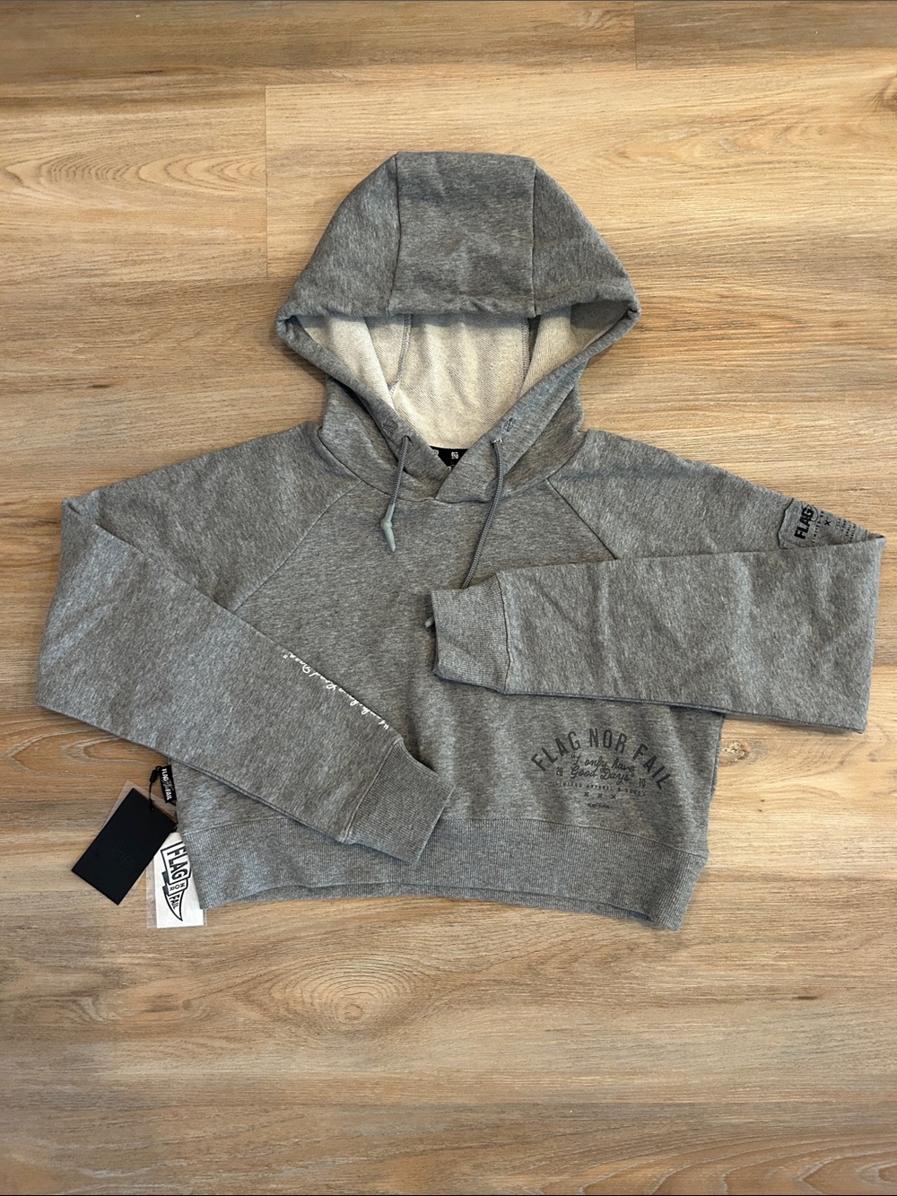 flag nor fail Heather Gray Cropped Hoodie - size small